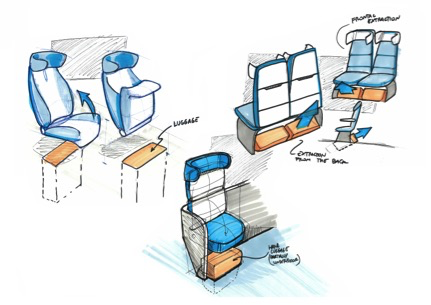 Design idea 5: a bigger space for luggages under the seats.